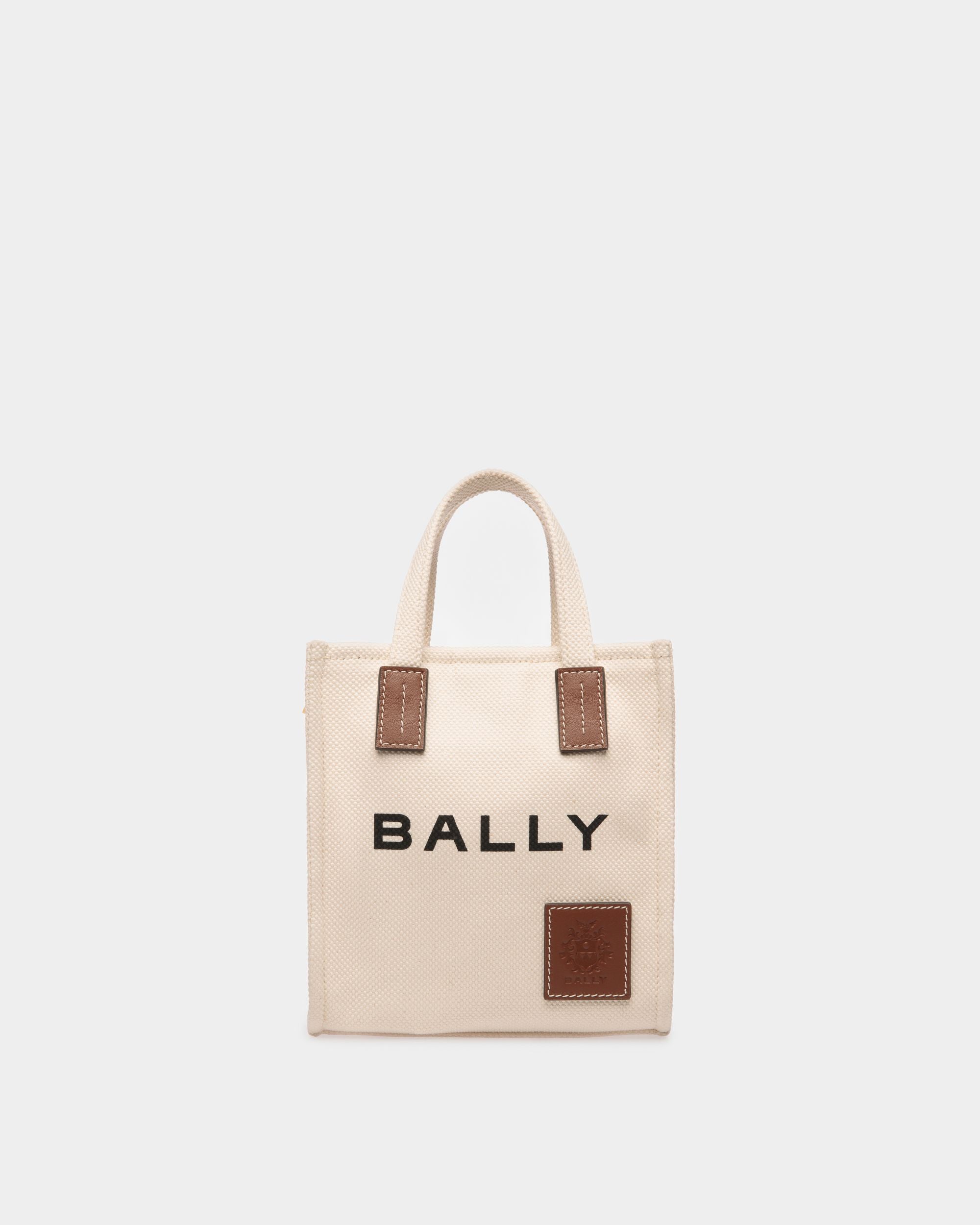 Akelei | Women's Mini Tote Bag in Neutral Canvas | Bally | Still Life Front