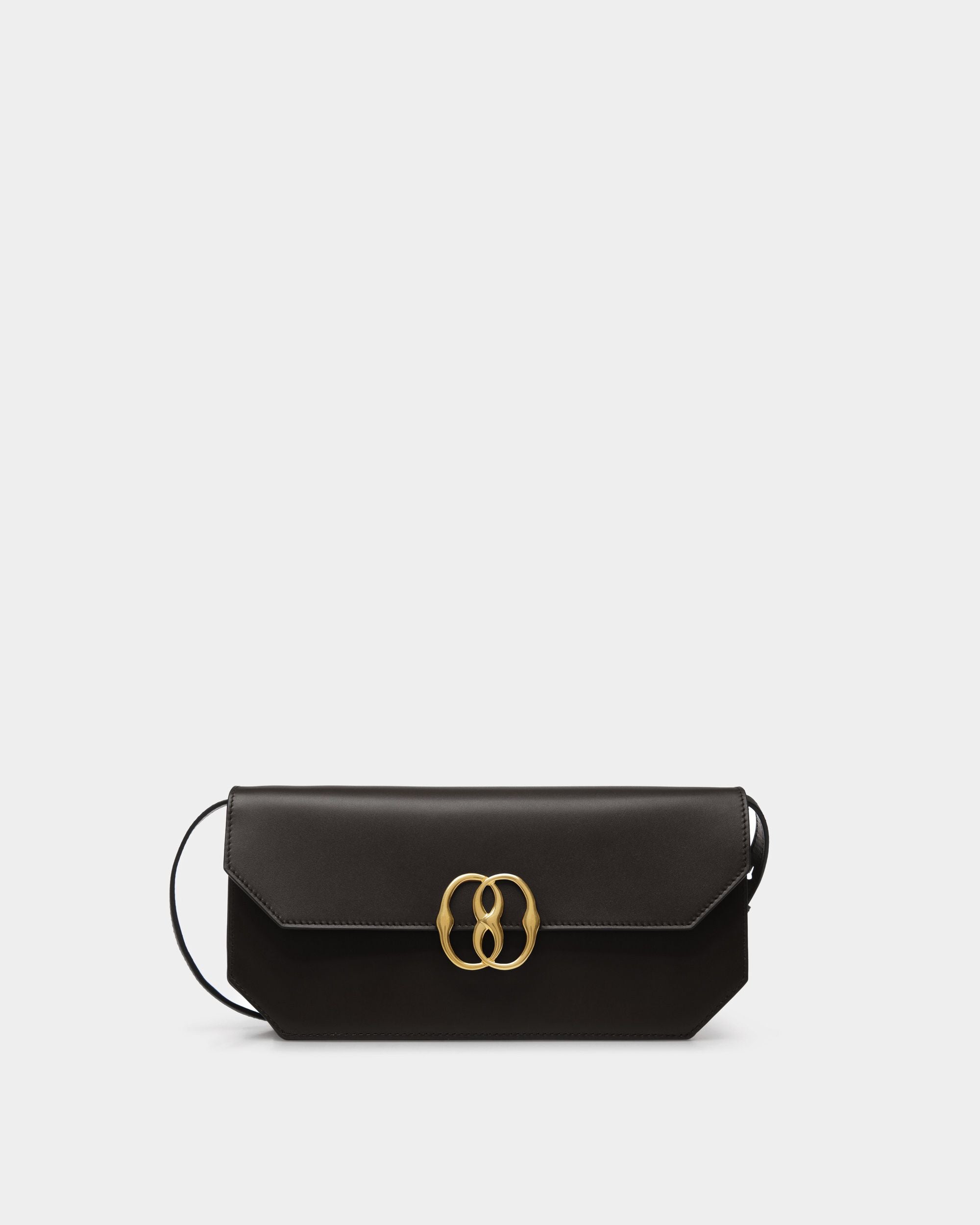 Emblem Folio | Women's Shoulder Bag | Black Leather | Bally | Still Life Front