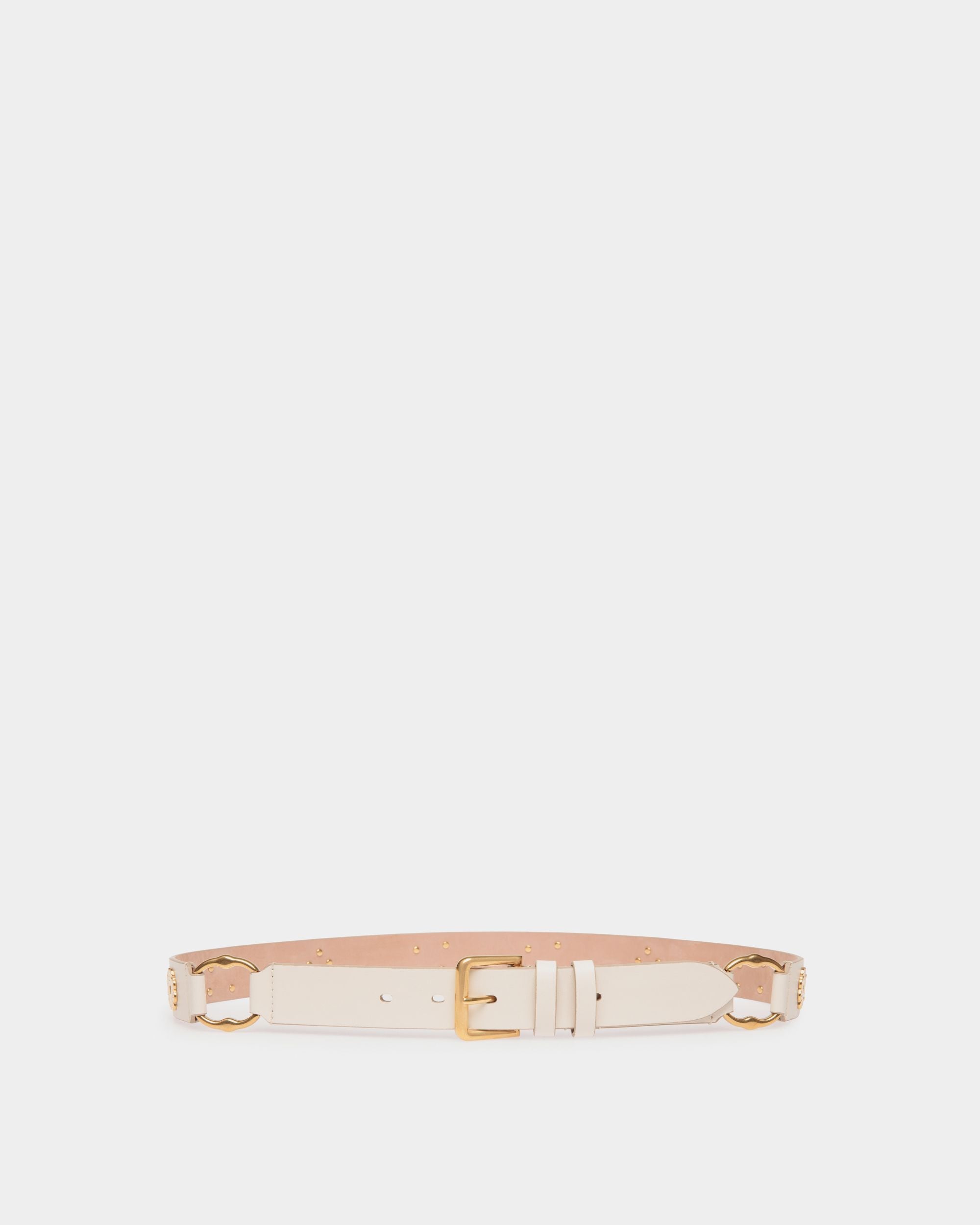 Arkle 85 cm | Women's Belt in White Leather | Bally | Still Life Front