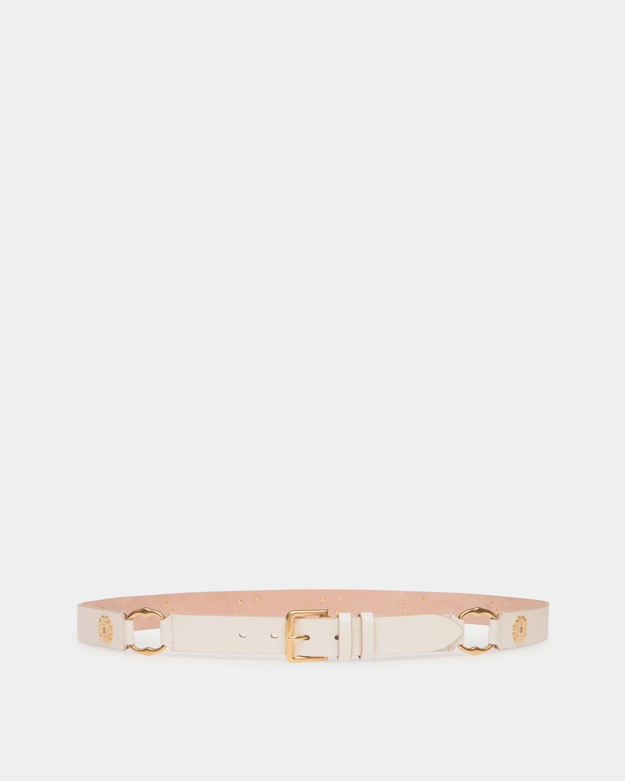 Arkle 105 cm | Women's Belt in White Leather | Bally | Still Life Front