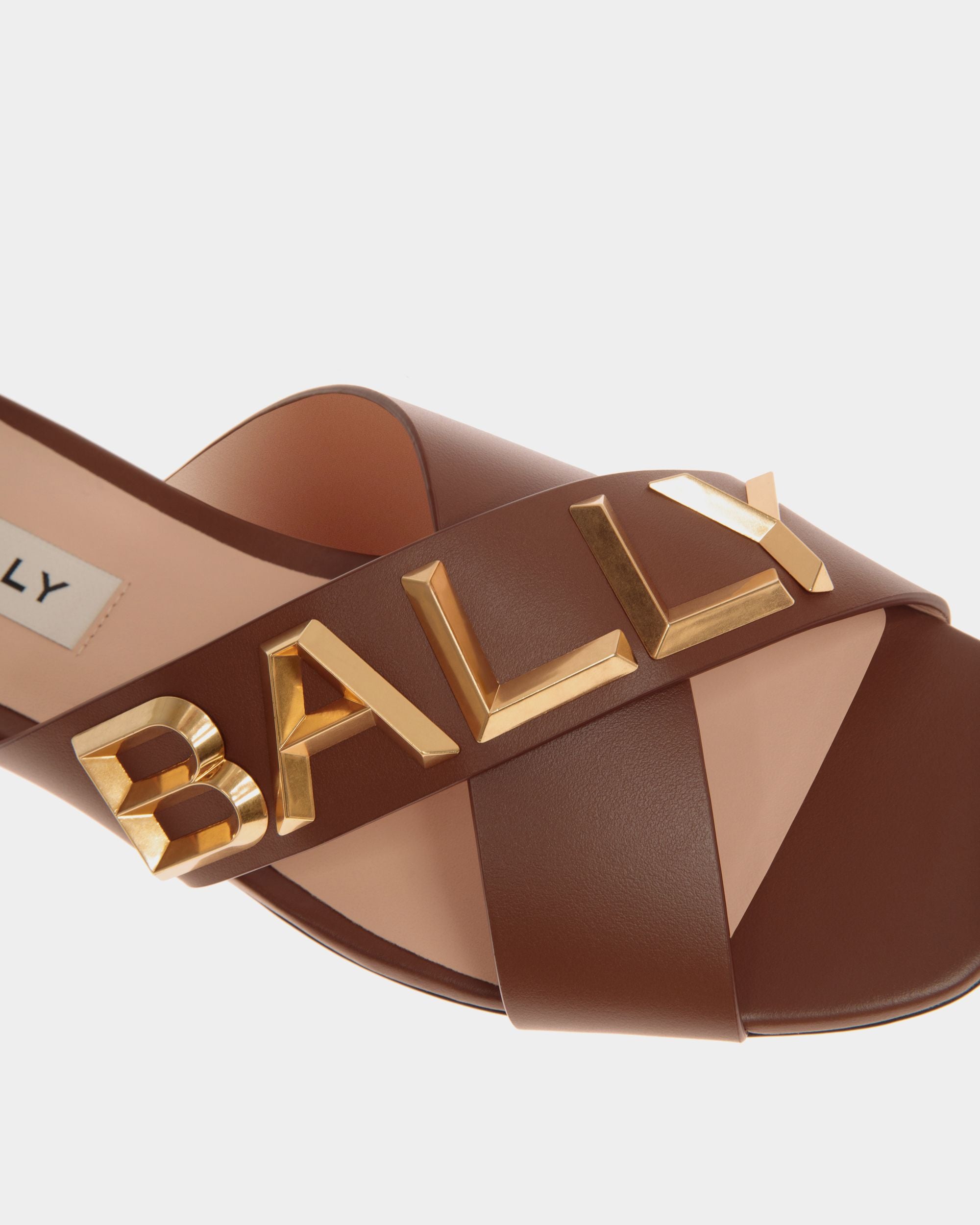 Bally Spell | Women's Flat Slide in Brown Leather | Bally | Still Life Detail