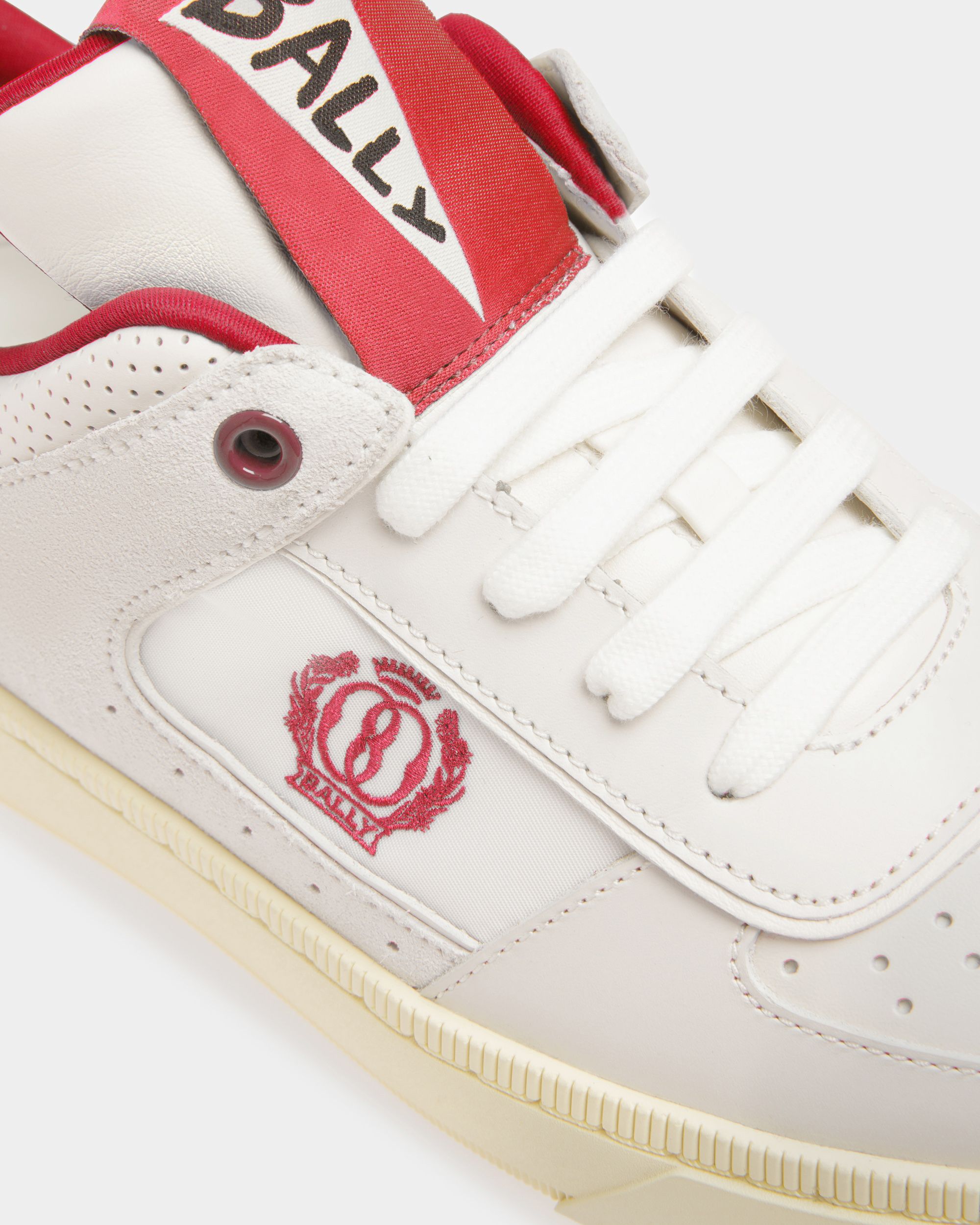 Riweira | Women's Sneakers | White And Red Leather | Bally | Still Life Detail