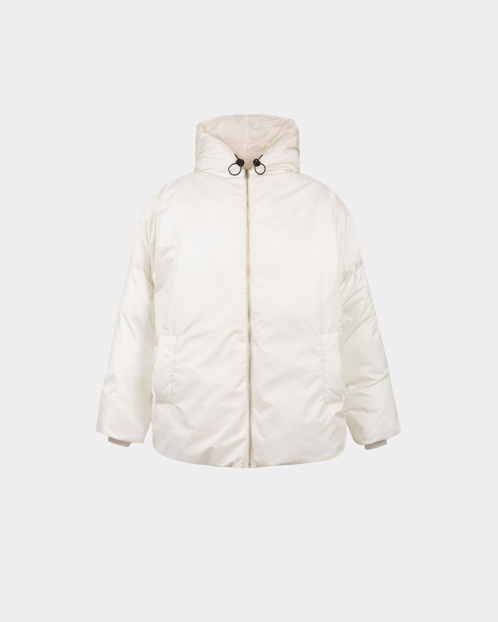 Women's Puffer Jacket in White Nylon | Bally | Still Life Front