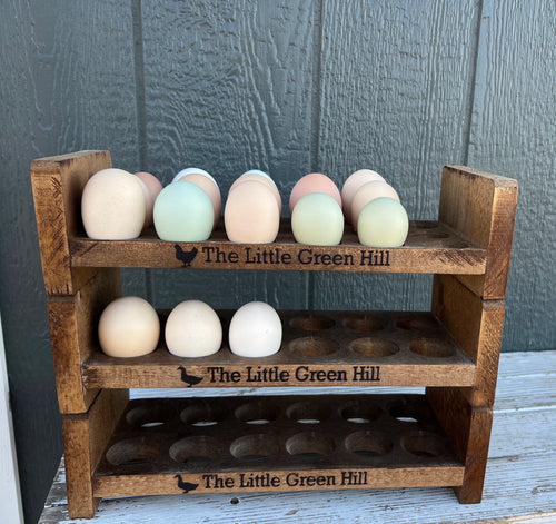 Egg Holder Countertop, Deviled Egg Tray Carrier, Wooden Spice Organizer,  Kitchen Organization with Rustic Farmhouse Decor, Eggs Storage Box with 18  Holes