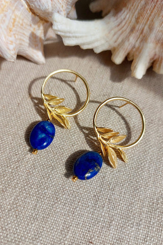 Boucles d'oreilles Lapiz Lazuli plaqué or