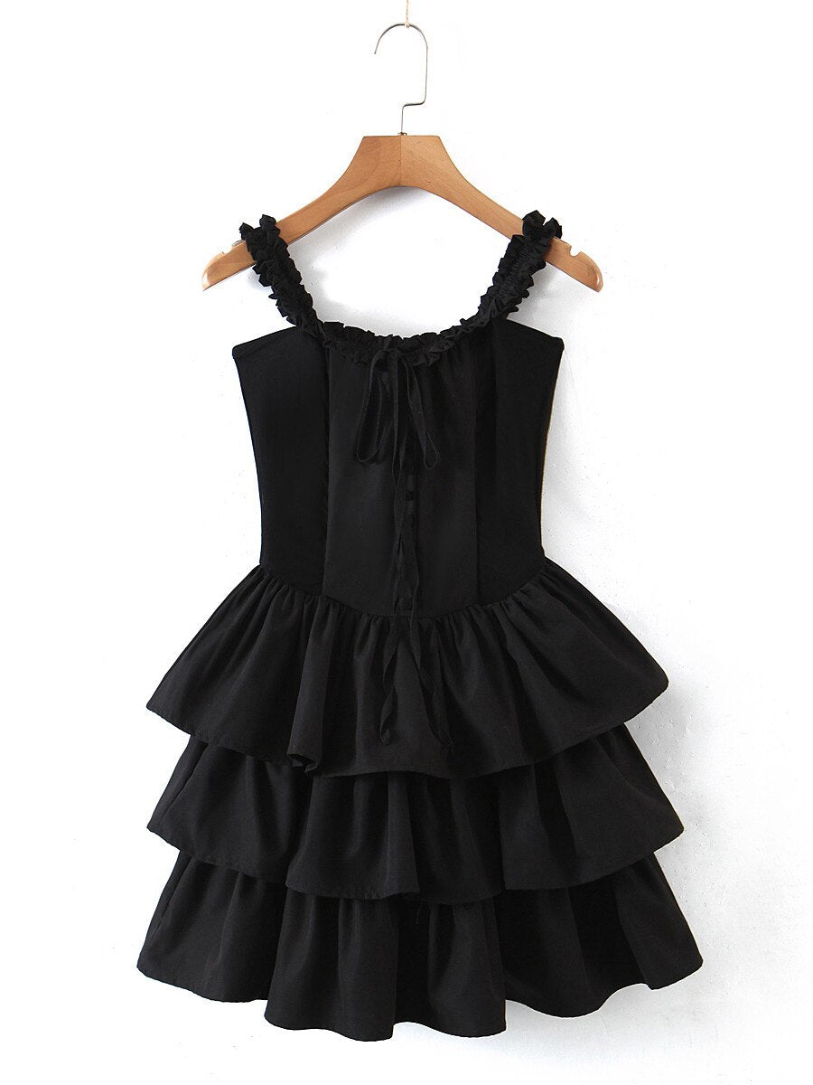 3 layer Ruffles Hem Mini Dress