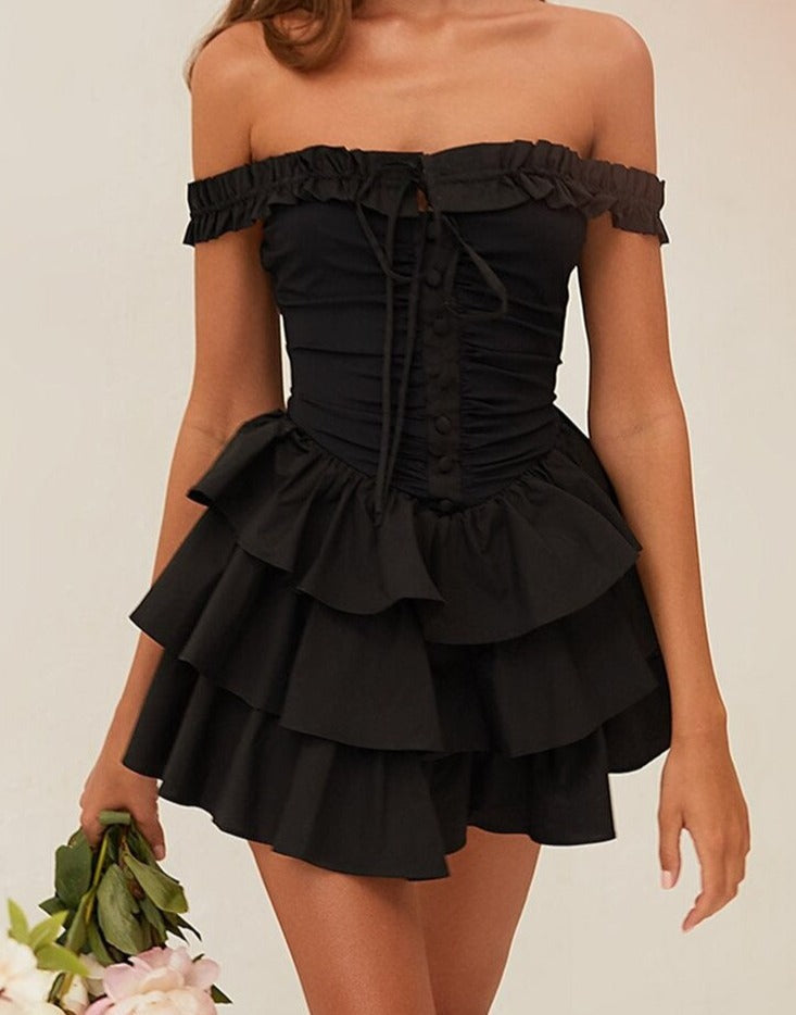 3 layer Ruffles Hem Mini Dress