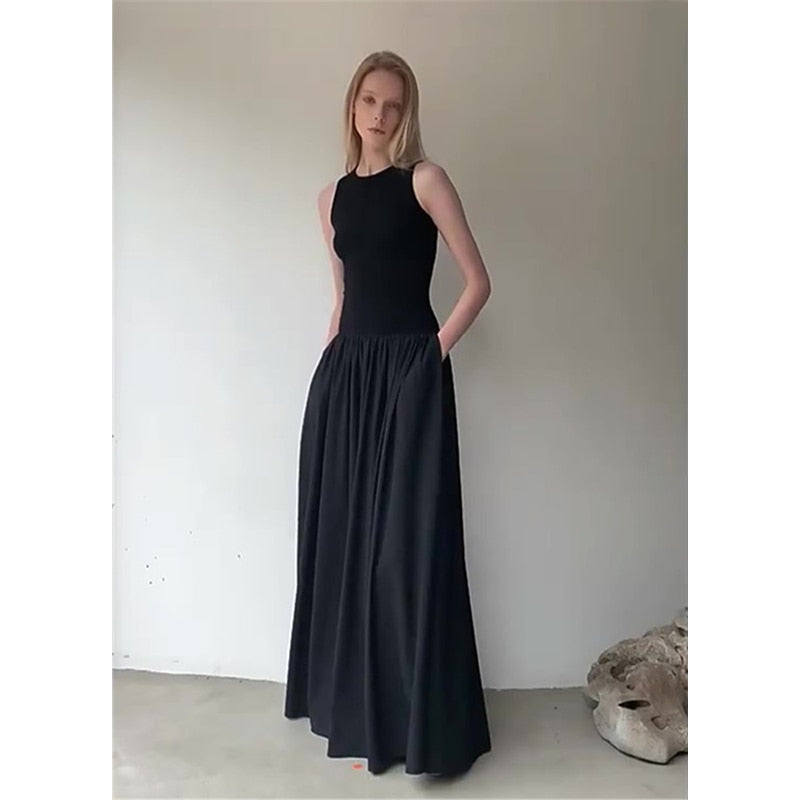 Black Sleeveless Ankle Length Dress