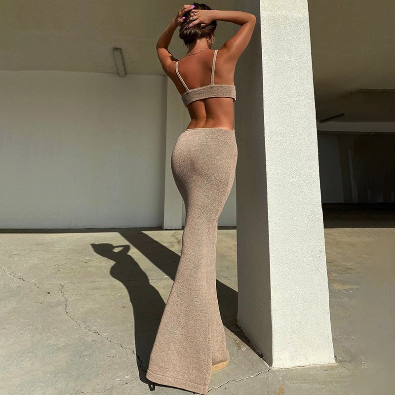 Cut Out Bodycon Backless Maxi Dress