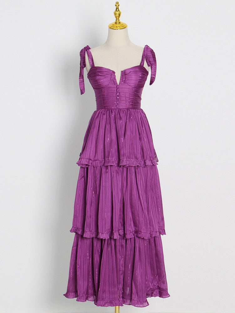 Ruffles Tie-Up Maxi Dress