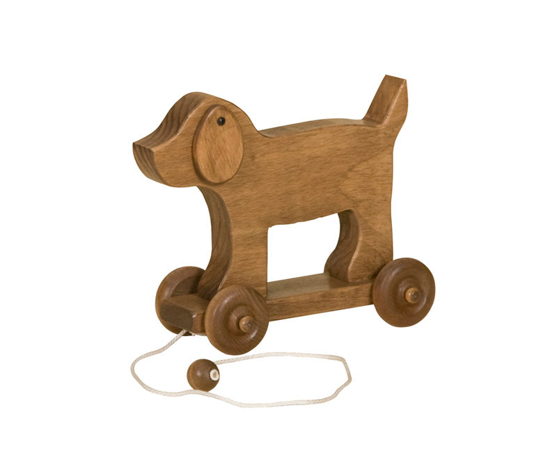 wooden pull along dog