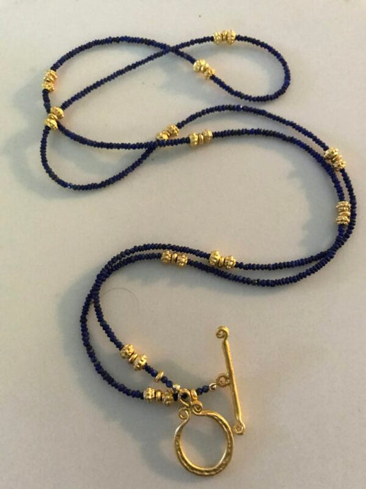 Blue Rondelle Bead Necklace