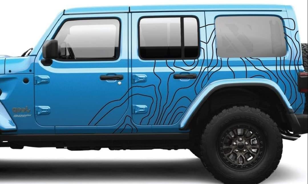 Jeep Wrangler JL Side Topographical Line Door and Roof Stripes Decal P –  L&B Designworks