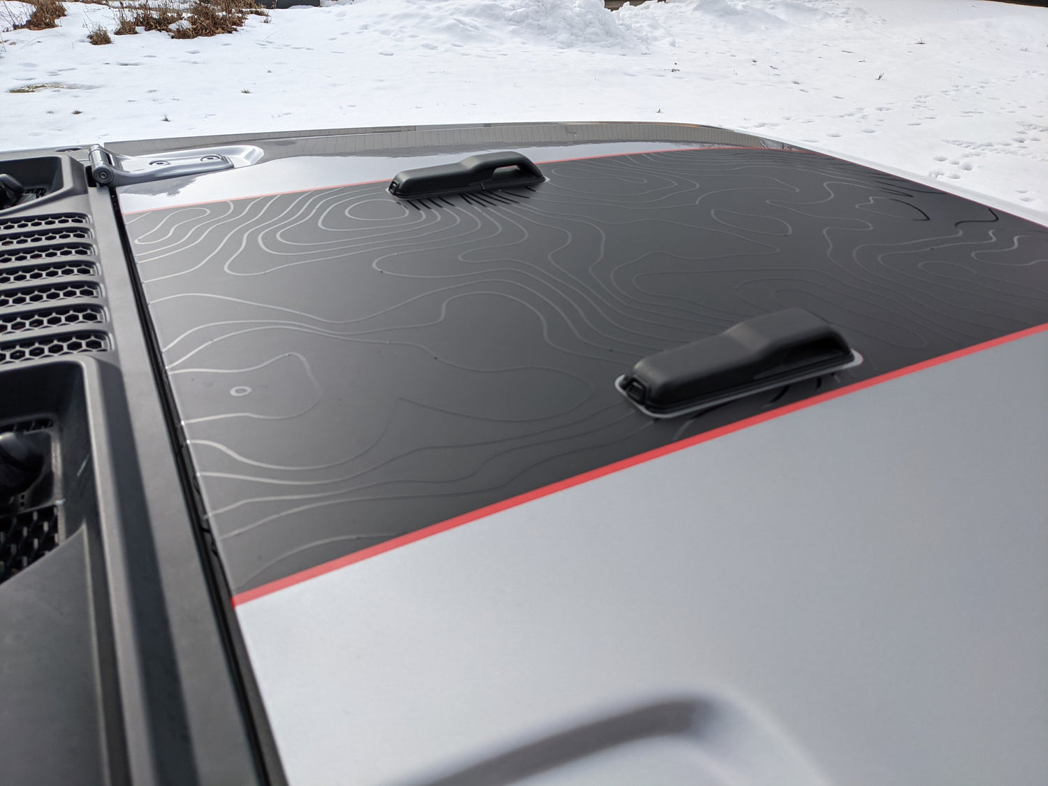 Topographical Red Line Rubicon Blackout Hood Decal- Fits Jeep Wrangler –  L&B Designworks