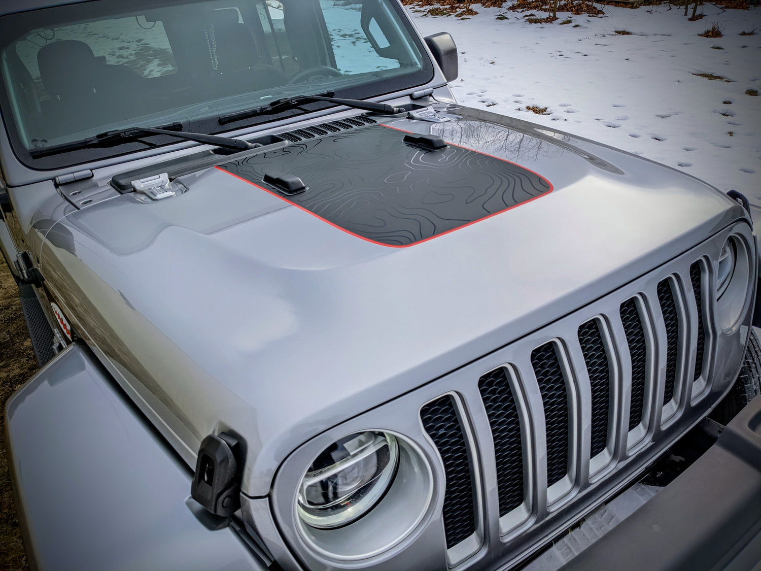 Topographical Red Line Rubicon Blackout Hood Decal- Fits Jeep Wrangler –  L&B Designworks