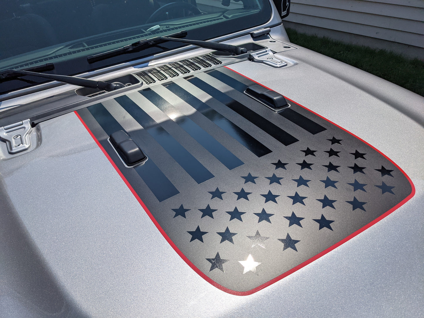 USA American Flag Red Line Rubicon Blackout Hood Decal- Fits Jeep Wran –  L&B Designworks