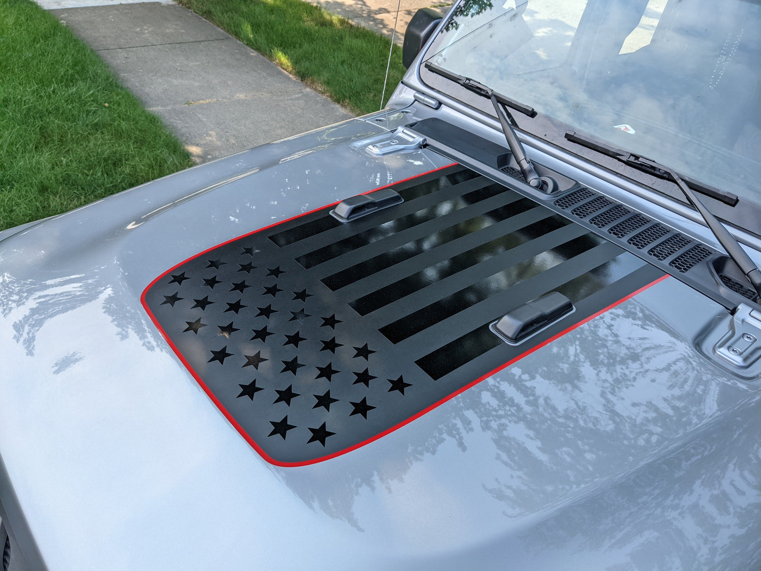 USA American Flag Red Line Rubicon Blackout Hood Decal- Fits Jeep Wran –  L&B Designworks