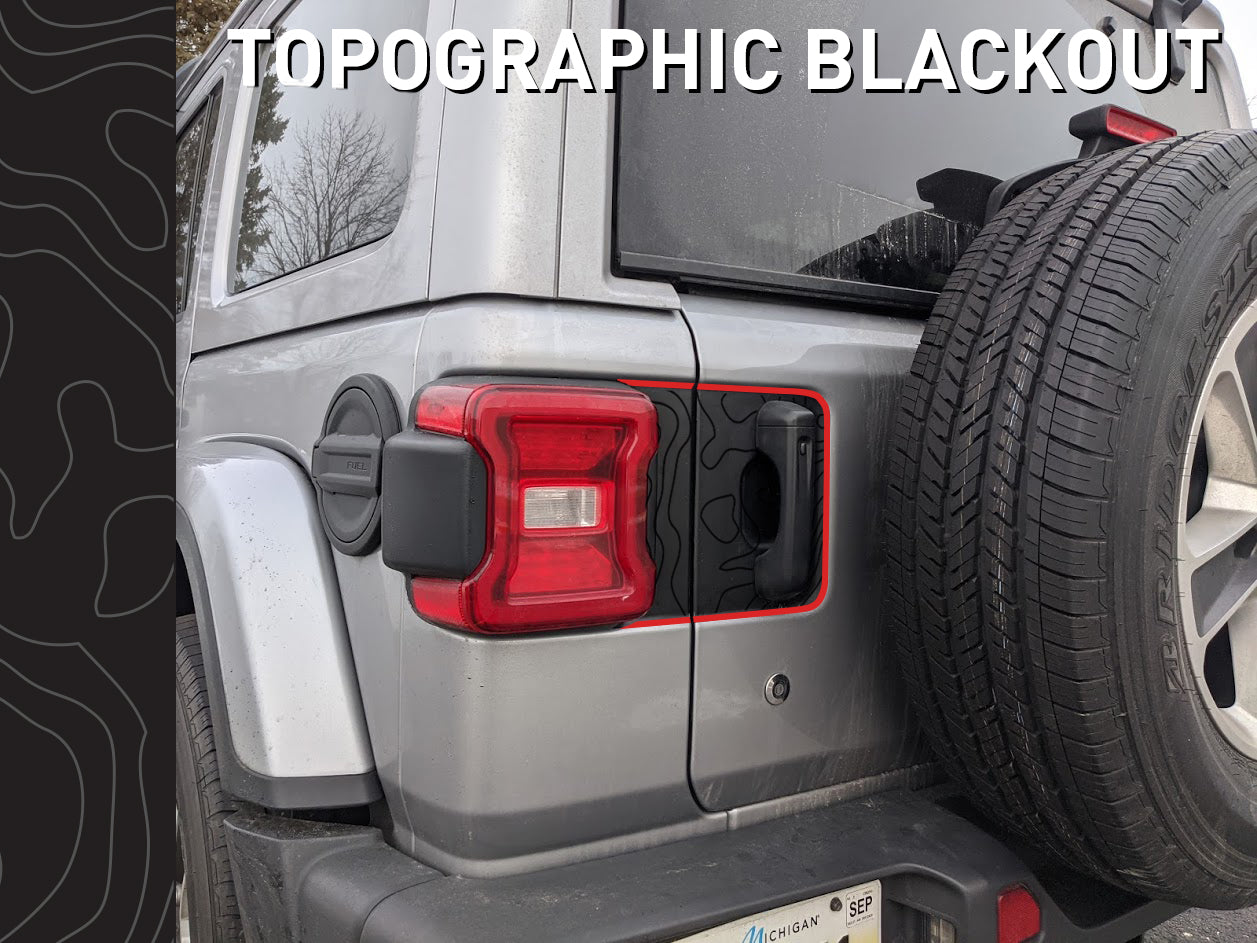 Rear Door Handle Topographical Red Line Blackout Decal- Fits Jeep Wran –  L&B Designworks