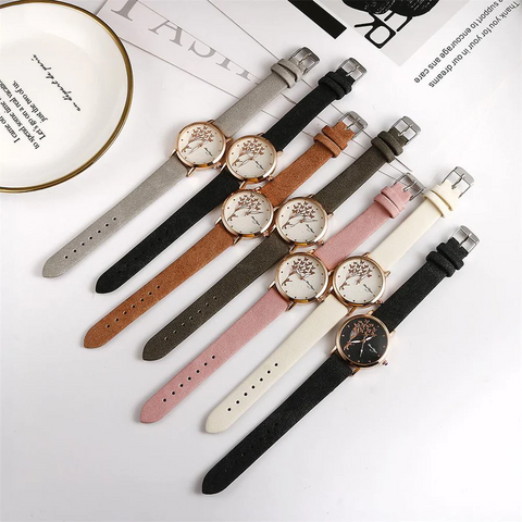 leather band watches womens