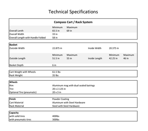 Compass Cart Spec Sheet