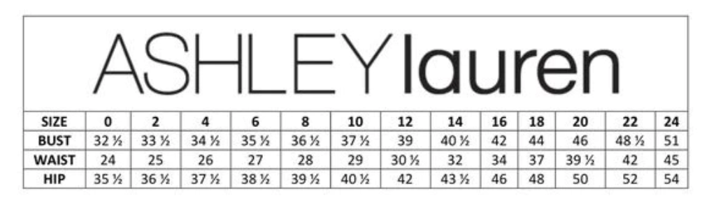 Ashley Lauren Size Chart