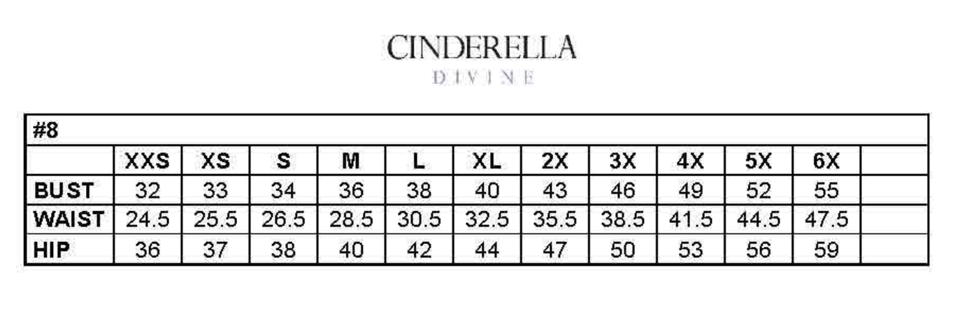 Cinderella Divine Size Chart 8