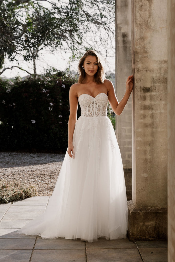 Josephina Floral Lace and Tulle Wedding Dress - TC394