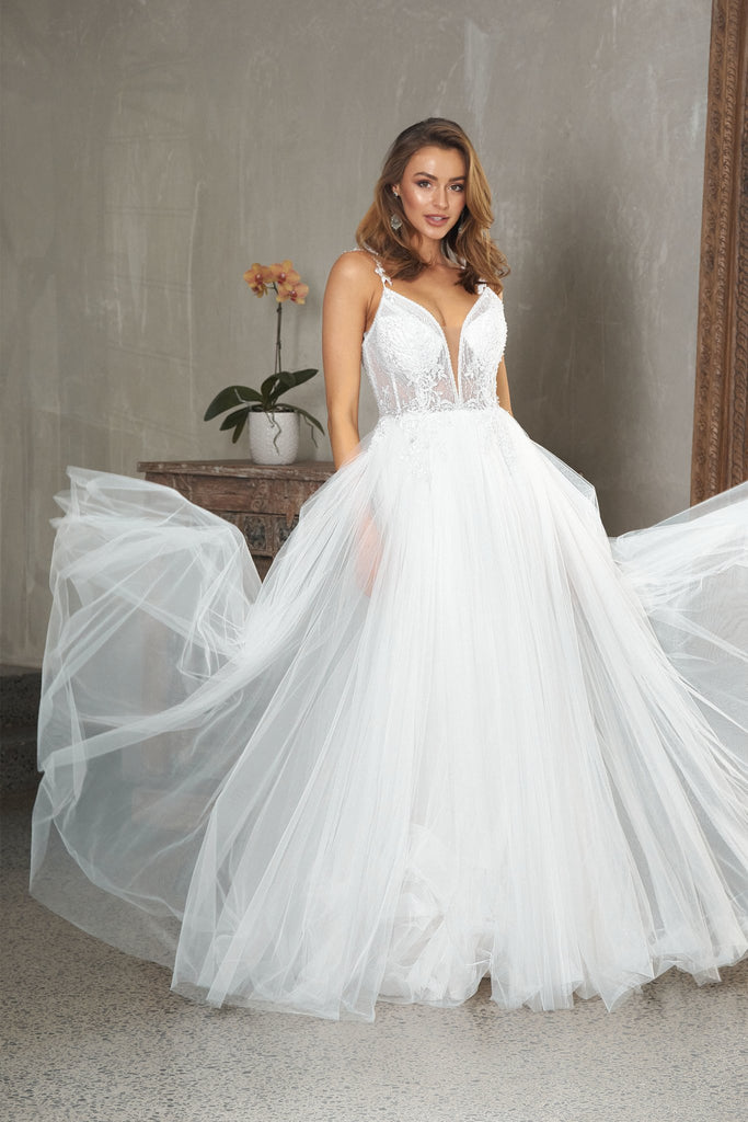 Mia maternity maxi lace wedding dress