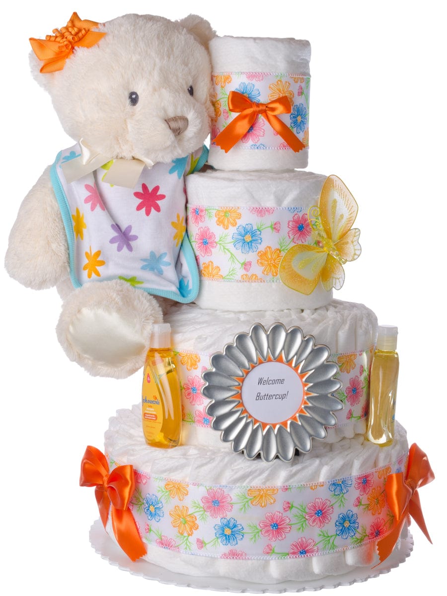 Lil&#39; Baby Cakes Welcome Buttercup Baby Diaper Cake for Girls