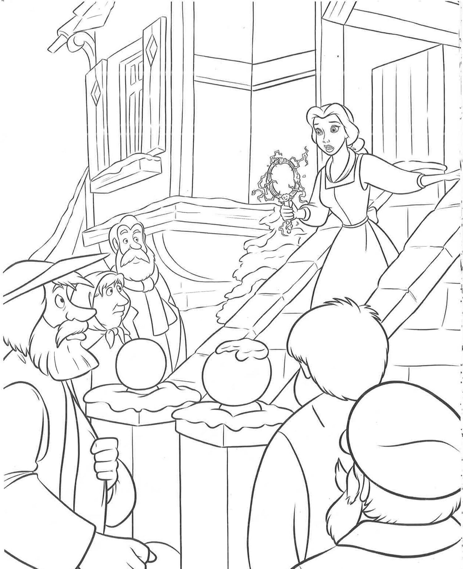 beauty and the beast enchanted christmas coloring pages