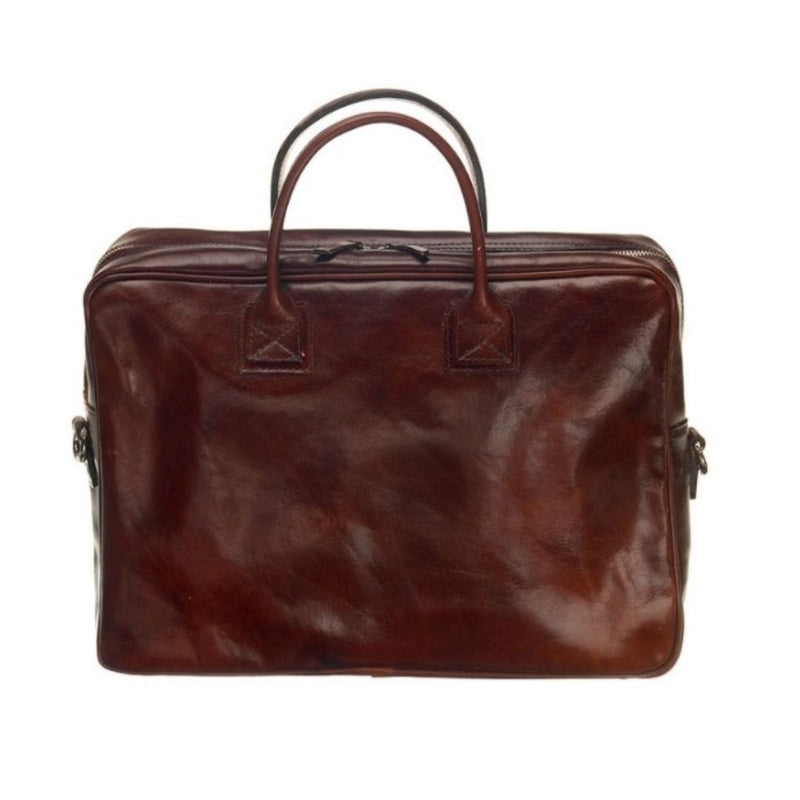 Leather Laptop Bag - The Sleeve Plus - With trolley system - Dark Brown –