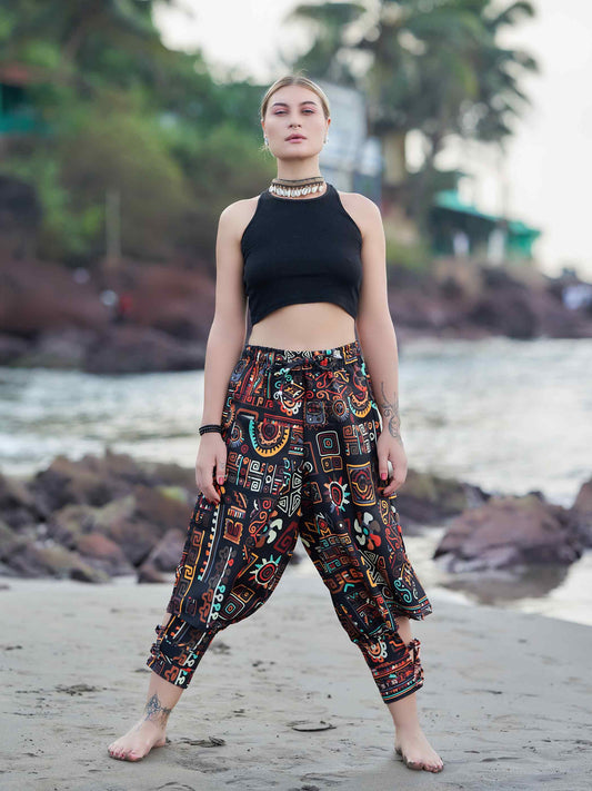 Men's Flashy Flower Harem Pants For Dance Yoga and Travel