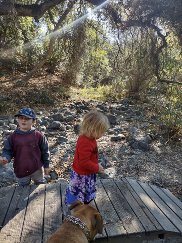 A boy tells his toddler sister stories about the Johnson Ranch Trail near San Luis Obispo