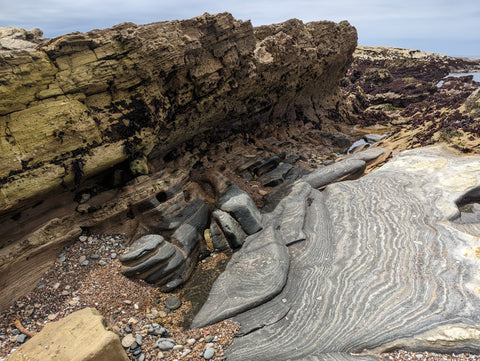 Amazing rocks in the tide pools of Shell Beach, part of Pismo Beach on memorial day in San Luis Obispo county California's Central coast 