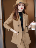 Pant Suit Women Office Business Work Wear Blazer And Trouser Set With Pocket