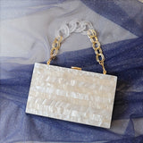 Handbag Brand Fashion Women Bags White Striped Acrylic Luxury Party Evening Bags