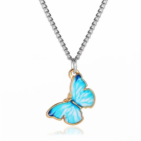 Gold Chain Butterfly Pendant Choker Necklace Women
