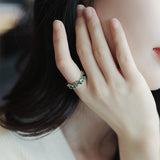 Luxury Green Crystal Irregular Gold Rings For Woman