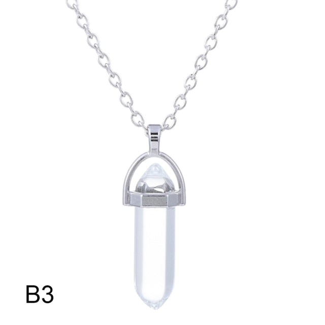Hexagonal Cylindrical Crystal Necklace Natural