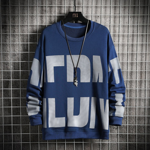 Oversize Print Sweatshirt Mens Fashion Hoodie Streetwear Hip Hop Pullove