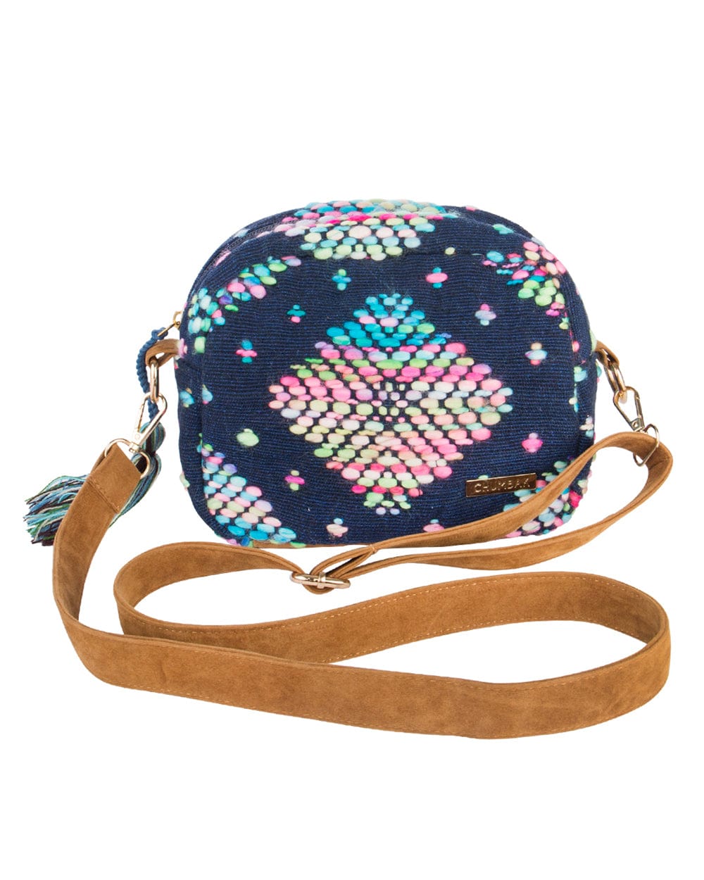 Multicoloured Patched Round Sling Bag