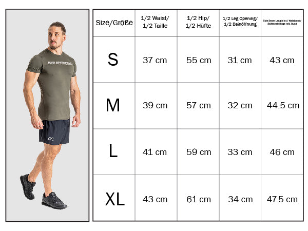 Essential Training 5 inch Running Shorts for Men - Sizechart
