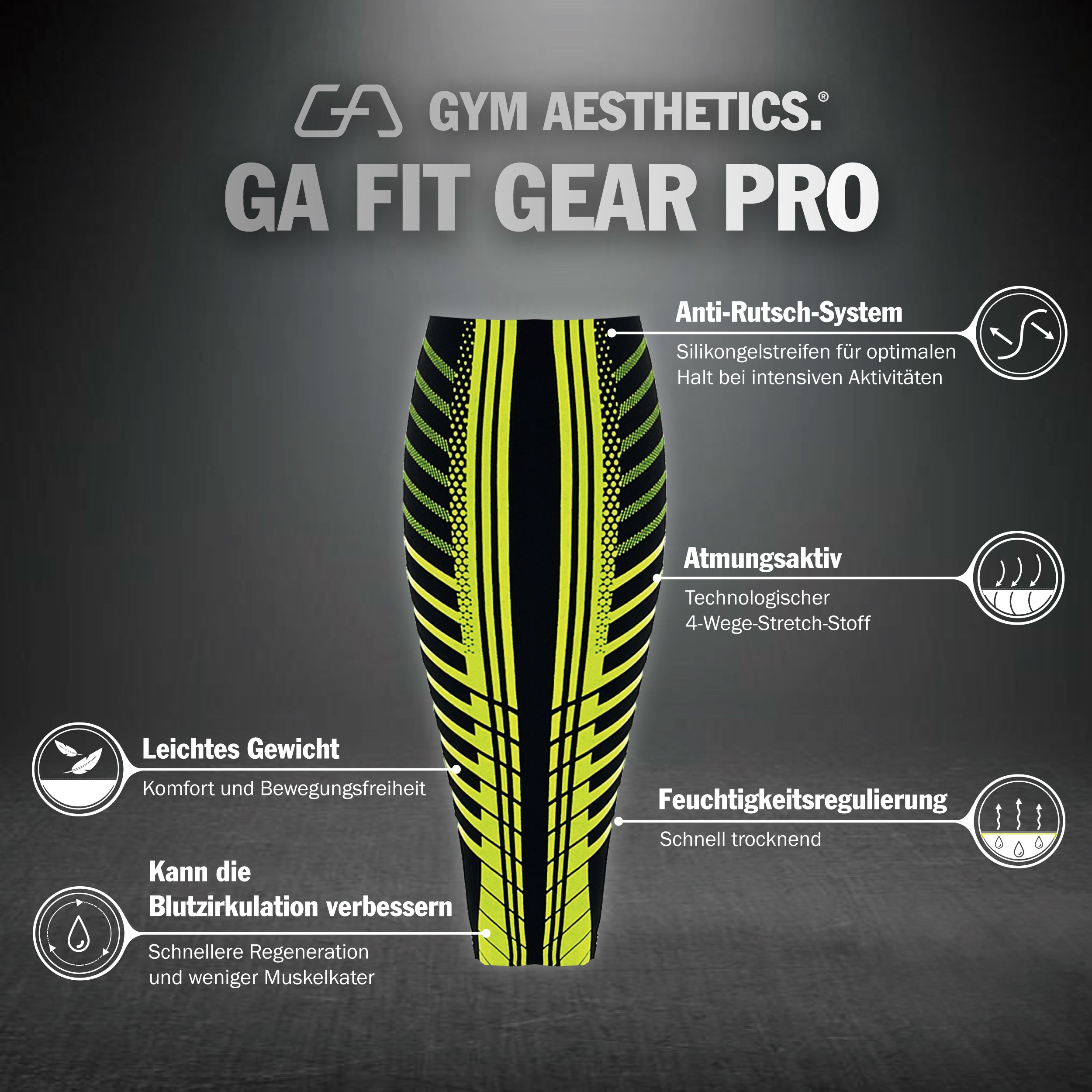 GA Fit Gear PRO - SensELAST® Compression workout calf supporting gear ( 1 Pair ) - Features