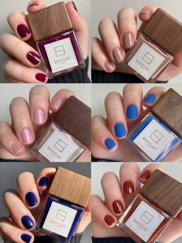 soyclay vegan nailpolishes on nails