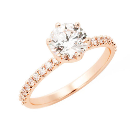 18K Yellow Gold Petite Diamond Accent Engagement Ring
