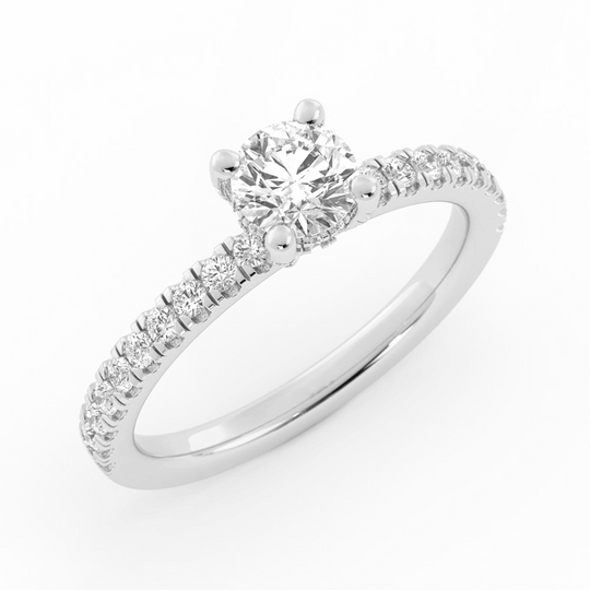 Three Stone Round Side Stone Diamond Accent Engagement Ring – Kirk Kara