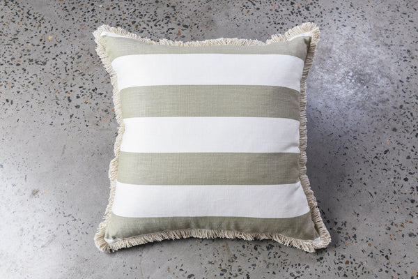 Nutmeg Striped Outdoor Linen Cushion