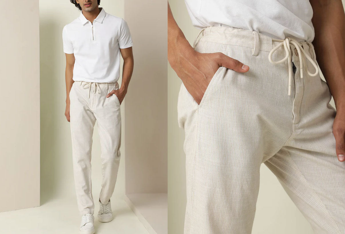 READY TO SHIP Navy Straight Linen Pants Long Linen Trousers