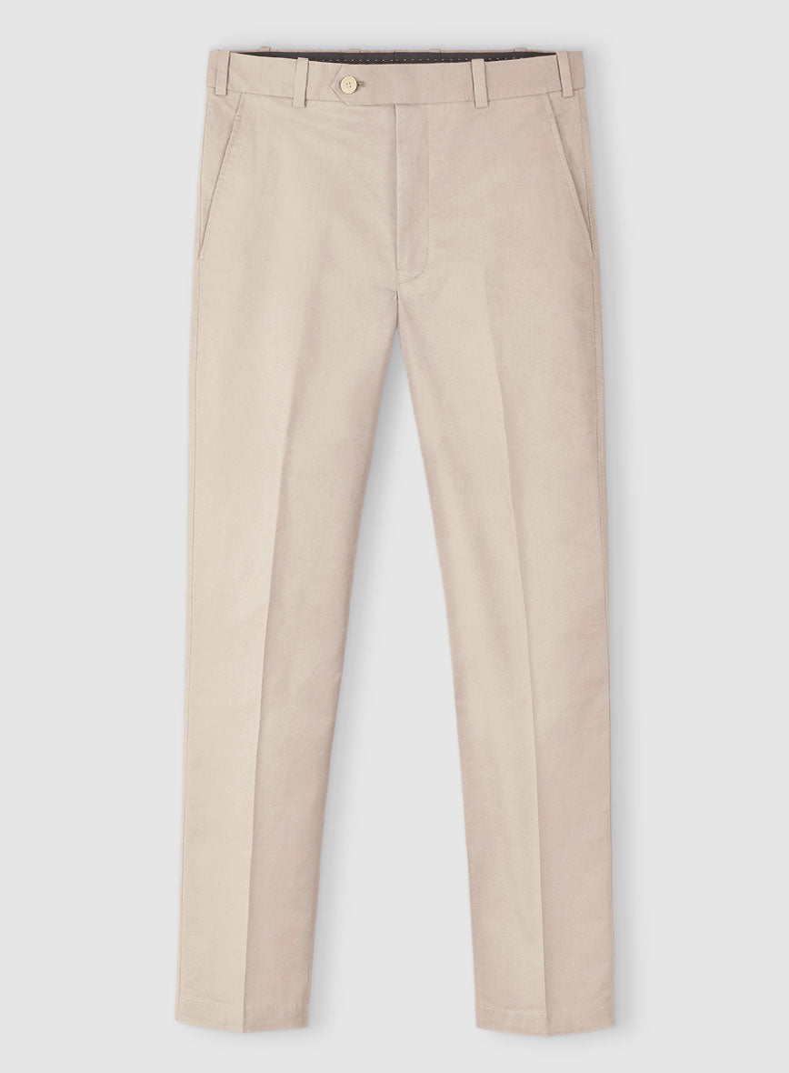 Beige Cotton Power Stretch Chino Pants