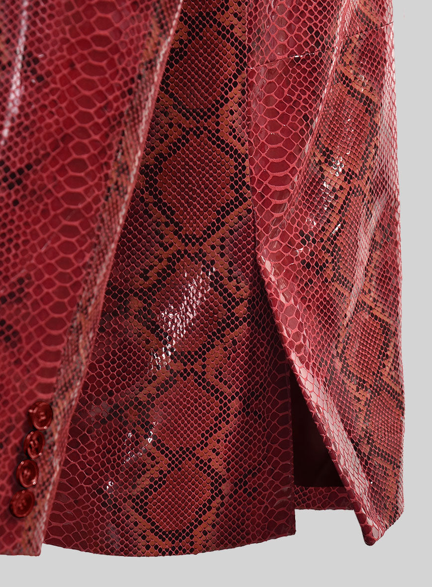 Bold Red Python Western Leather Blazer